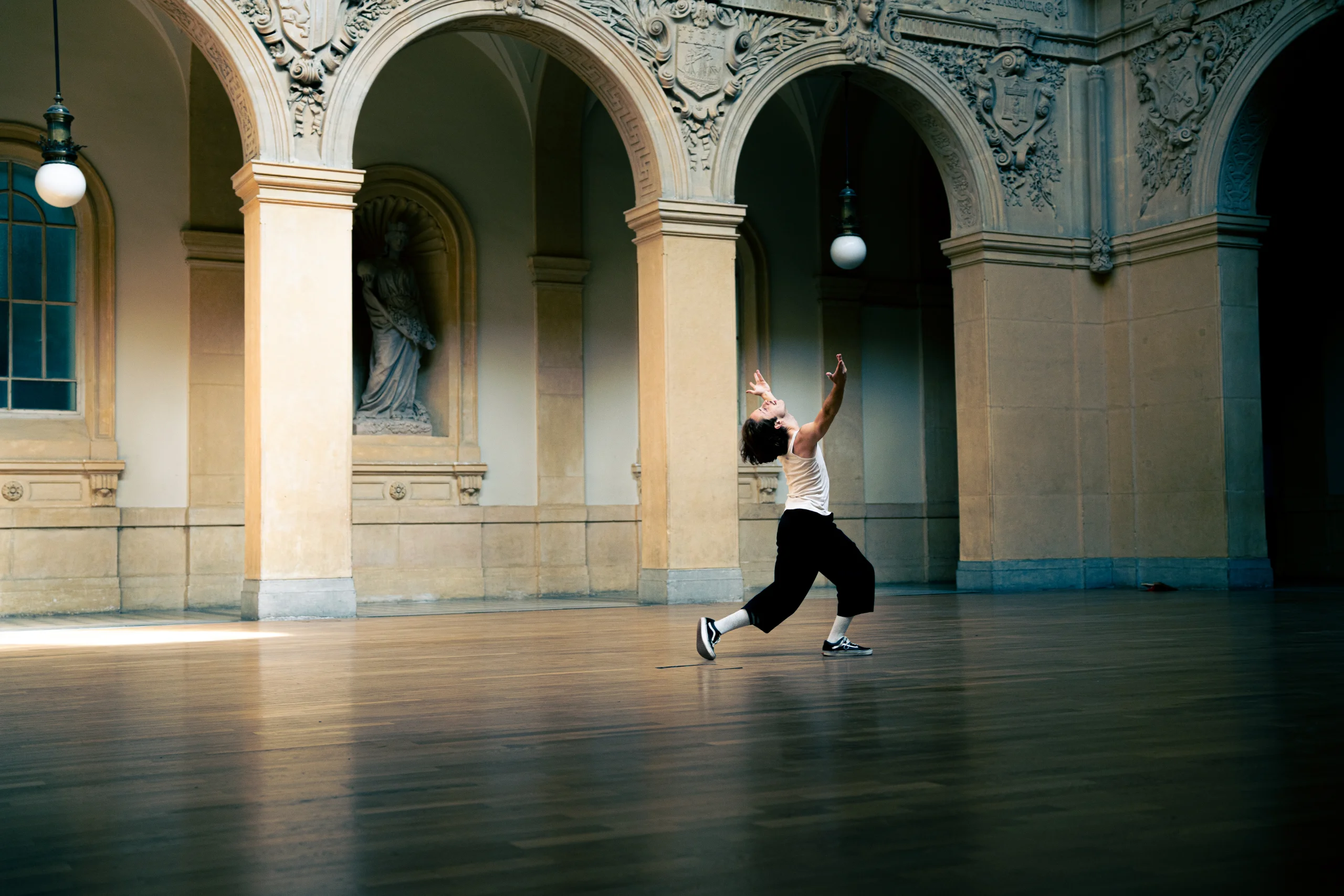 Contemporary dancer photographed during the filming of the dance short film Interstice in Lyon